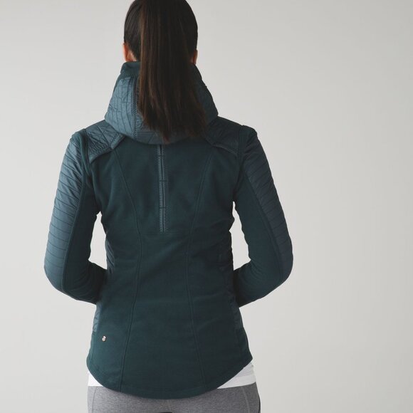 LULULEMON | 'Fleecy keen' Black Fleece Jacket  ZIp Up Fleece Removable Hood 4 - Picture 2 of 15